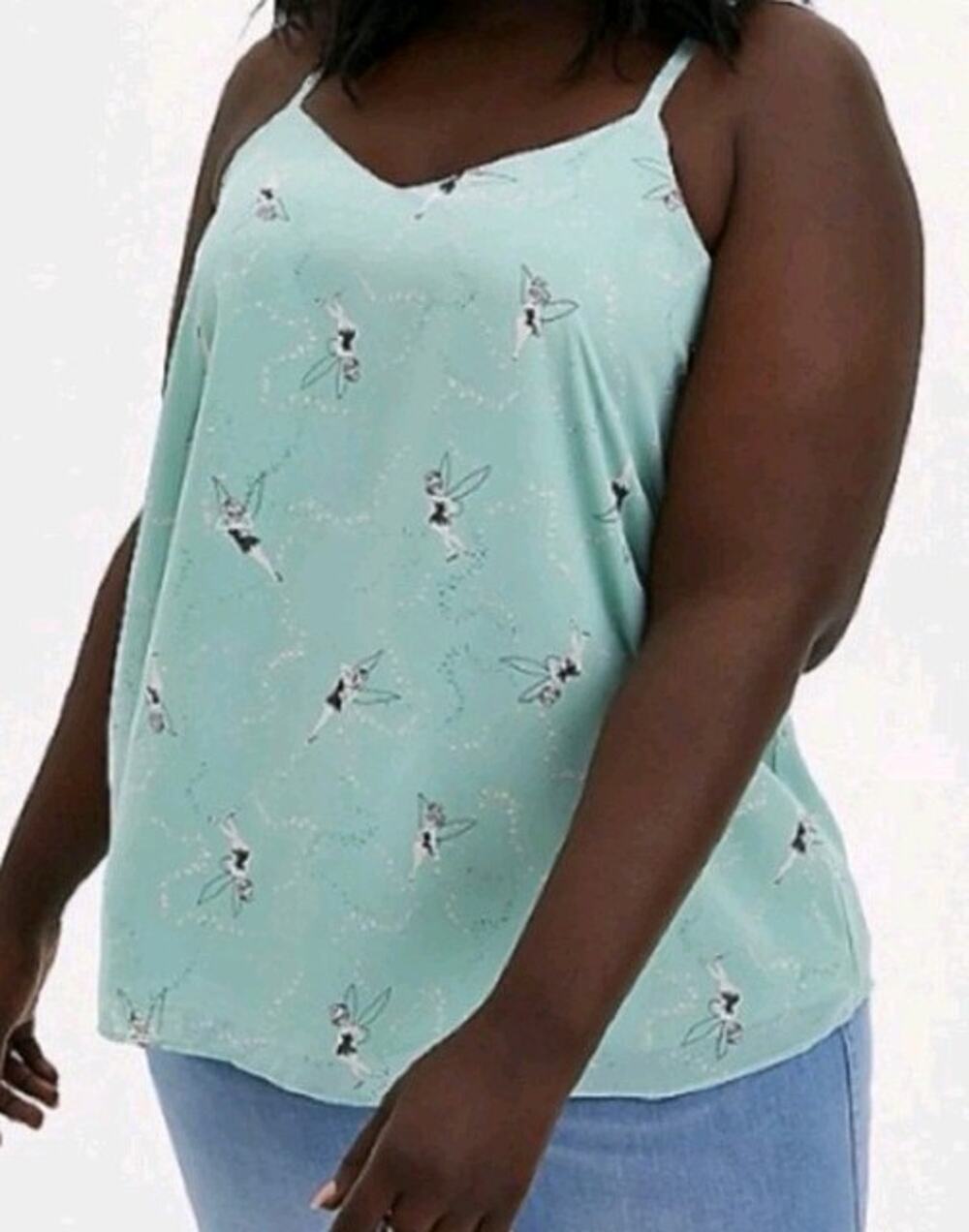 Torrid Tinker Bell Disney Peter Pan Sophie Swing Cami Tank Top Mint Green